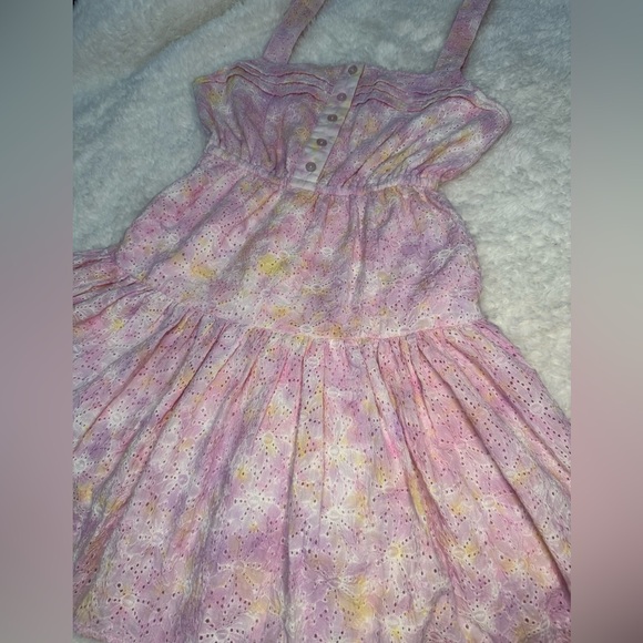 Floral Eyelet Mini Dress in Pink and Yellow NWOT - Picture 1 of 10